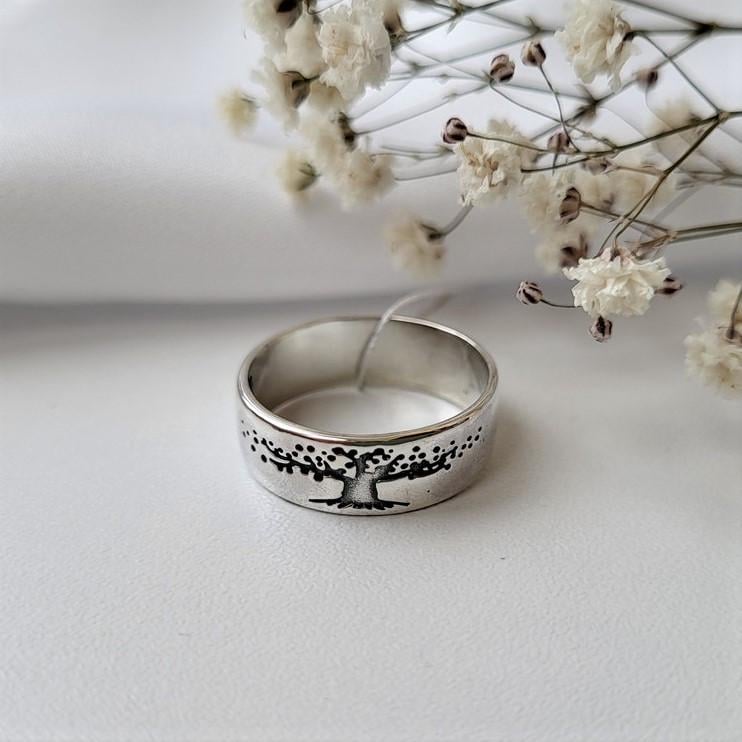 Каблучка без каміння дерево чорнене срібло 925 проби 4,80 г р. 19 (1920к) - фото 2