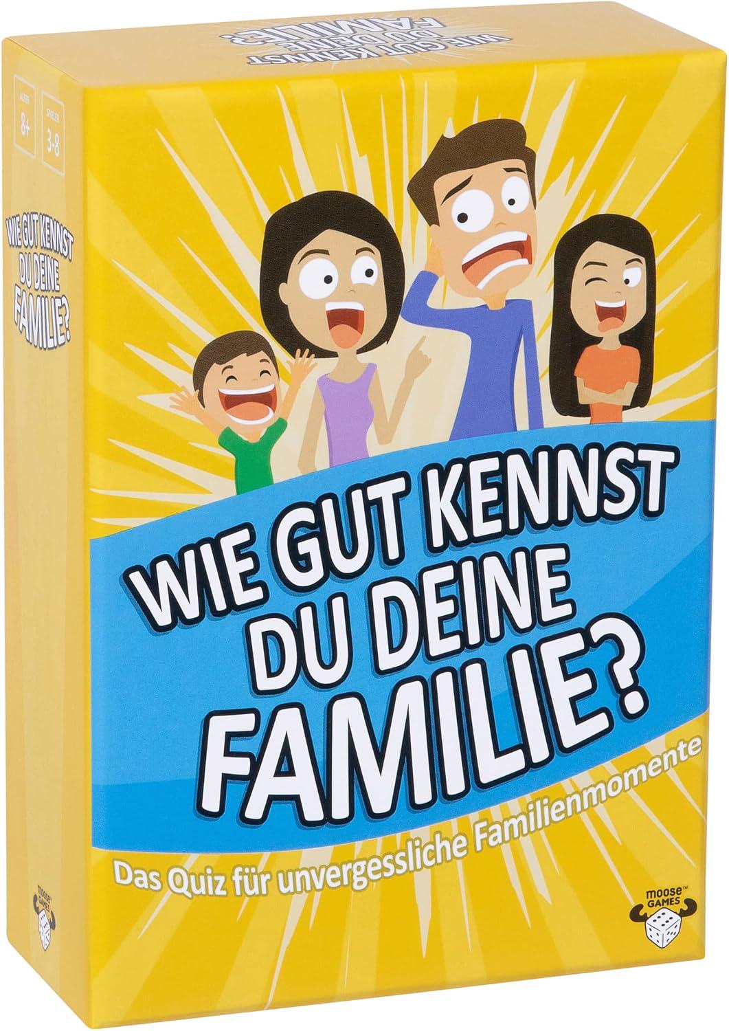 Игра карточная семейная Как хорошо ты знаешь свою семью Moose Games Wie gut kennst du deine Familie 200 карт 3–8 игроков немецкая (SKU-429)