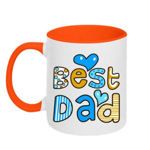 Чашка двухцветная Best Dad 320 мл Оранжевый с белым (352140-36-39515)