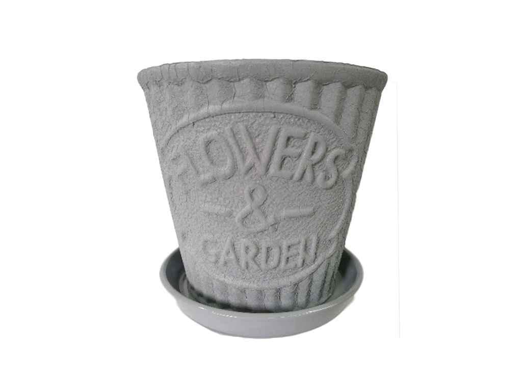 Горщик для квітів керамічний Авангард 13 л Сірий (913554)