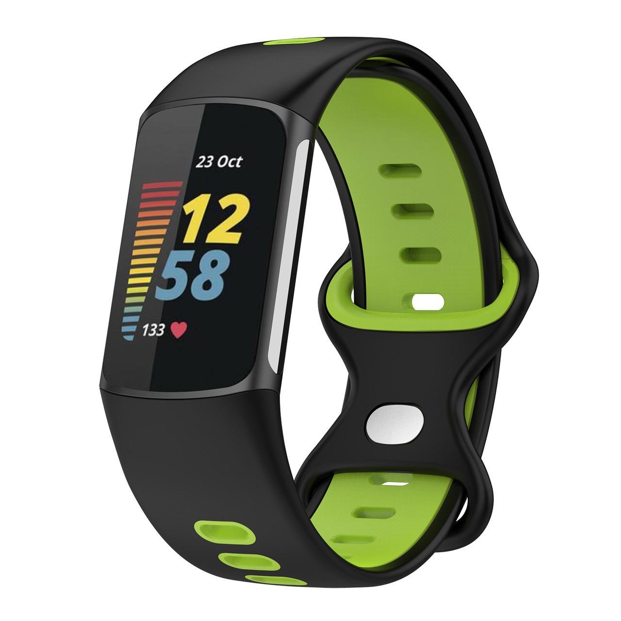Ремешок силиконовый Primolux Sport для фитнес браслета Fitbit Charge 5 М Black/Lime - фото 3 Ремешок силиконовый Primolux Sport для фитнес браслета Fitbit Charge 5 М Black/Lime - фото 3