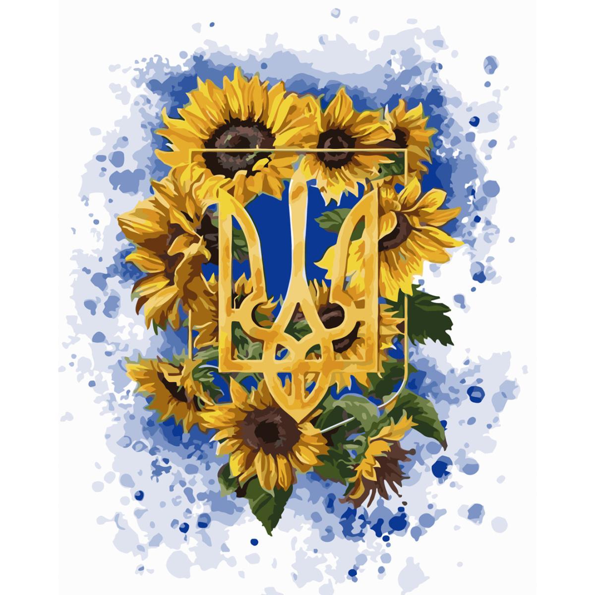 Картина по номерам Strateg Герб и подсолнечники 40x50 см (SY6584)