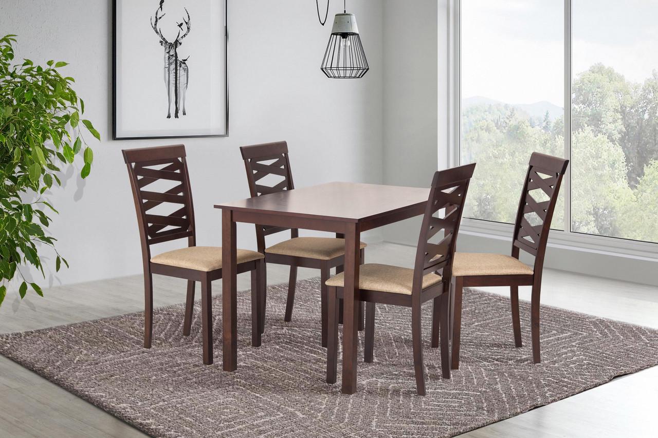 Комплект кухонный обеденный Sanro Бруклин деревянный Темный орех - фото 4 Комплект кухонный обеденный Sanro Бруклин деревянный Темный орех - фото 4