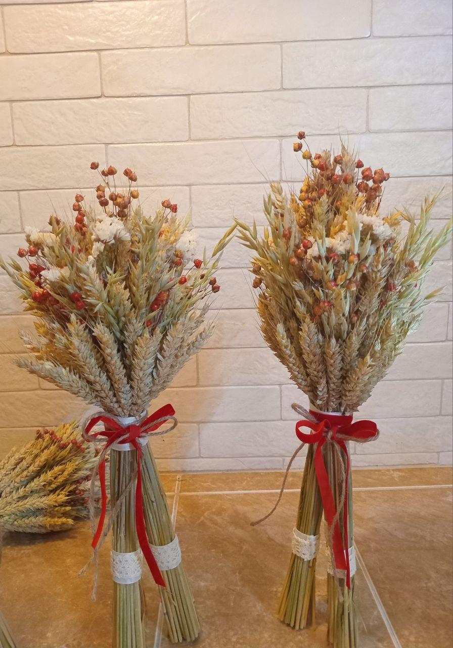 Дидух рождественский из колосья пшеницы/льна и овса на трех ножках 40-45 см с красной лентой (2814660835) - фото 9 Дидух рождественский из колосья пшеницы/льна и овса на трех ножках 40-45 см с красной лентой (2814660835) - фото 9
