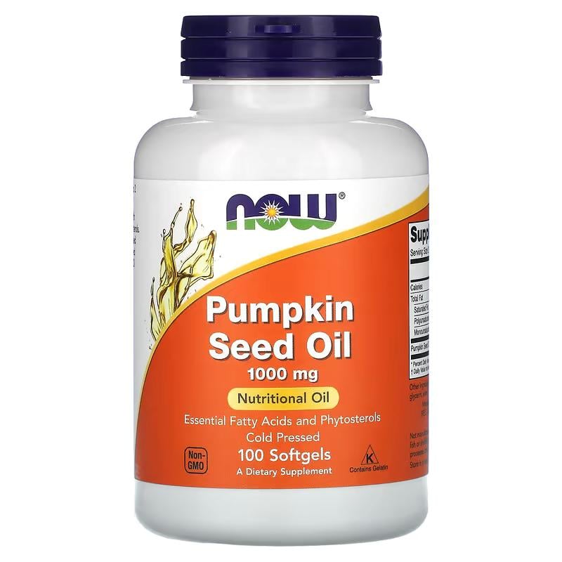 Тыквенное масло NOW Pumpkin Seed Oil 1,000 mg 100 Softgels/500 mg per Softgel