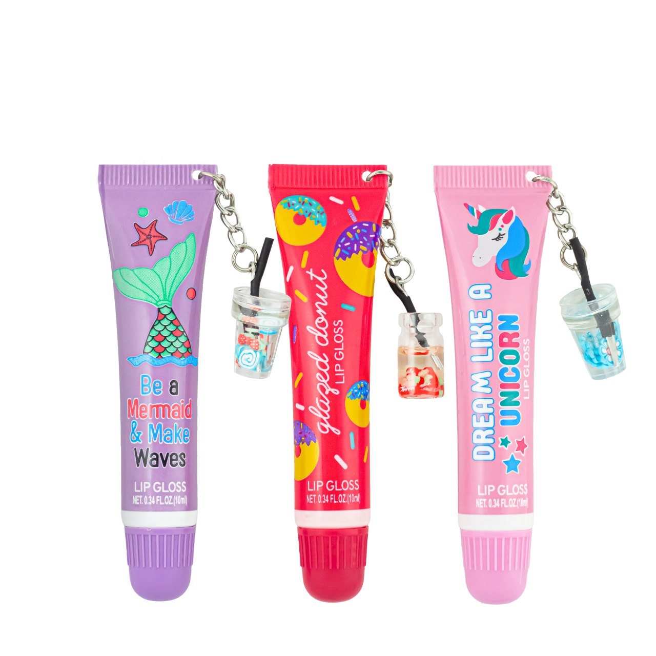 Набір блисків для губ зволожувальних Victoria's Spirit Sweet Lip Gloss з брелоком 3 шт. (6033)