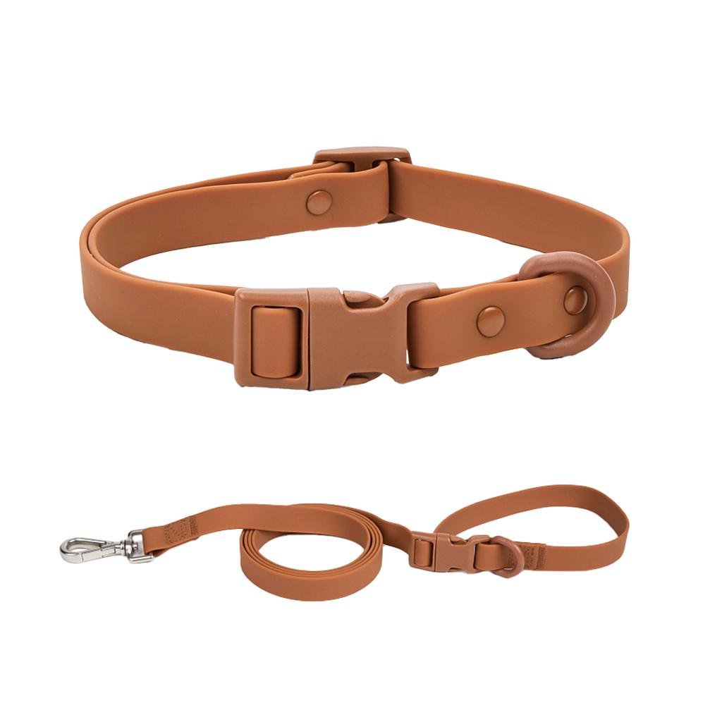 Комплект ошейник с поводком для собак водостойкий S 1,5 м Коричневый (27319006)