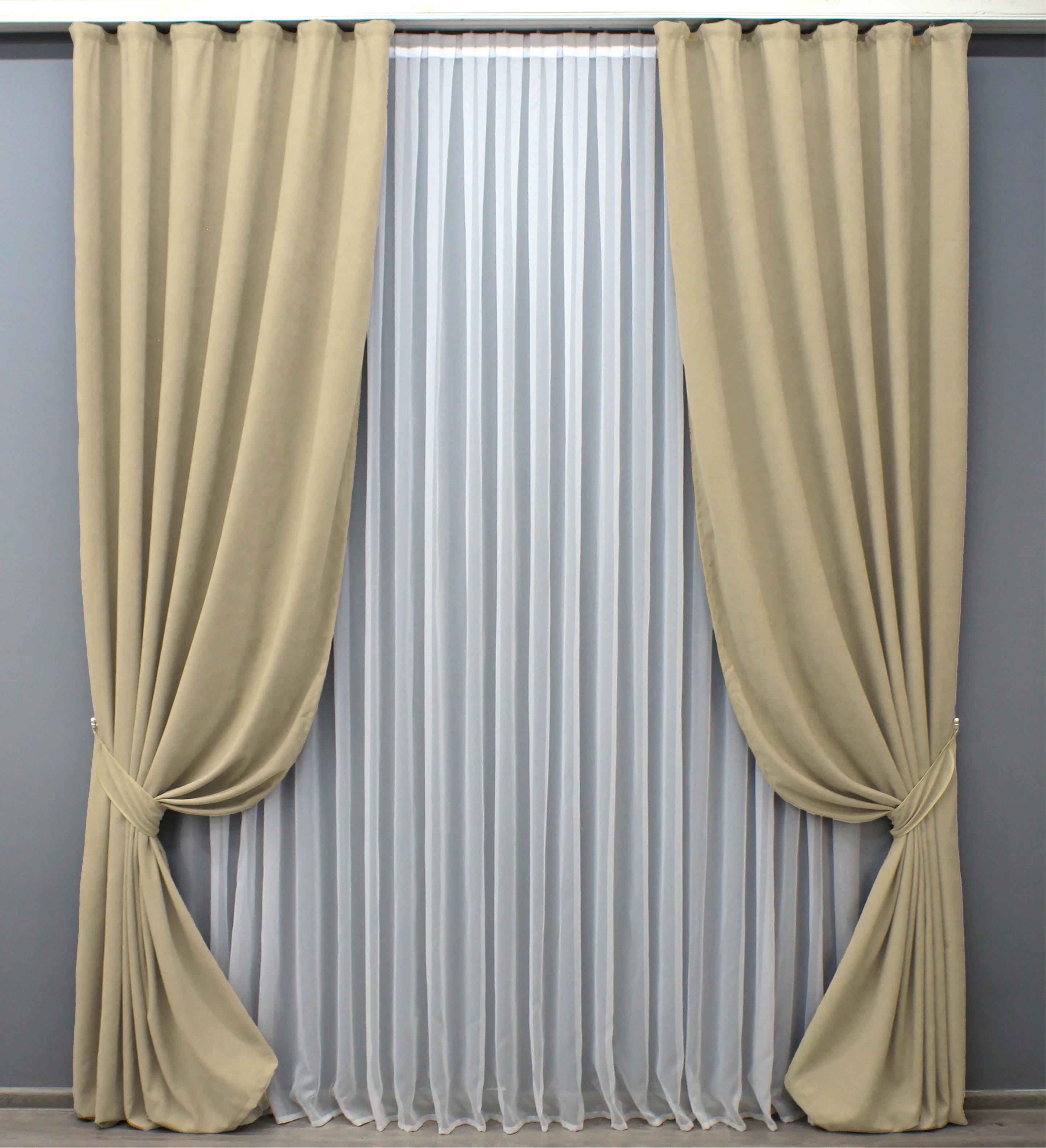 Комплект штор VR-Textil Petek YL №1801ш мікровелюр 150х295 см 2 шт. Кремовий (33-0775)