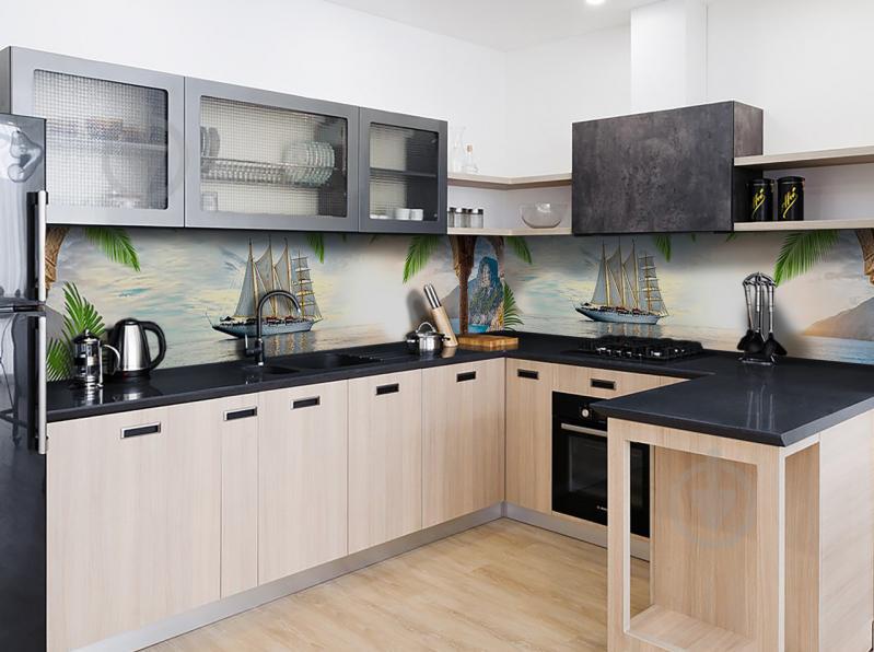 Наклейка виниловая кухонный фартук  Zatarga  "Корабль в Тропиках"  600х2500 мм