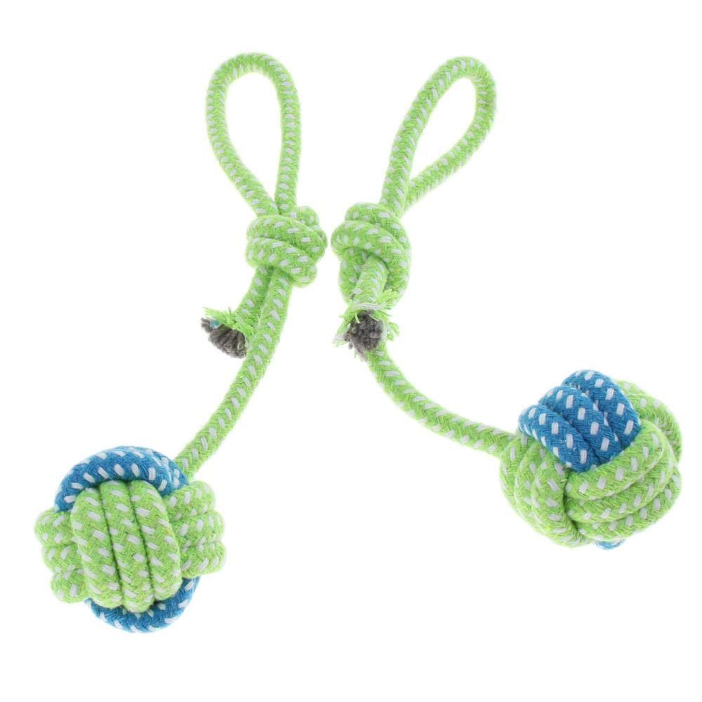 Игрушка для собак и кошек в виде мячика на веревке из хлопкового каната (TA0135_3) - фото 5
