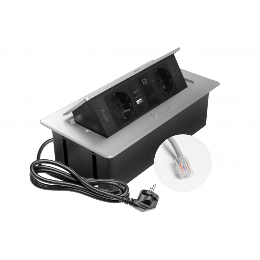 Розетка меблева в стільницю врізна GTV 2хShuko USB-A/C без кабелю Білий (28688658) - фото 11