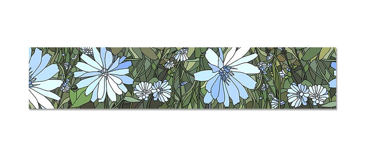 Наклейка виниловая на кухню Zatarga Голубые Цветы витраж 600х3000 мм (1289776755)