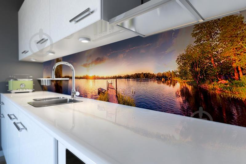 Скинали на кухню Zatarga «Рассвет над рекой» 600х3000 мм виниловая 3Д наклейка кухонный фартук самоклеящаяся Z180477/2