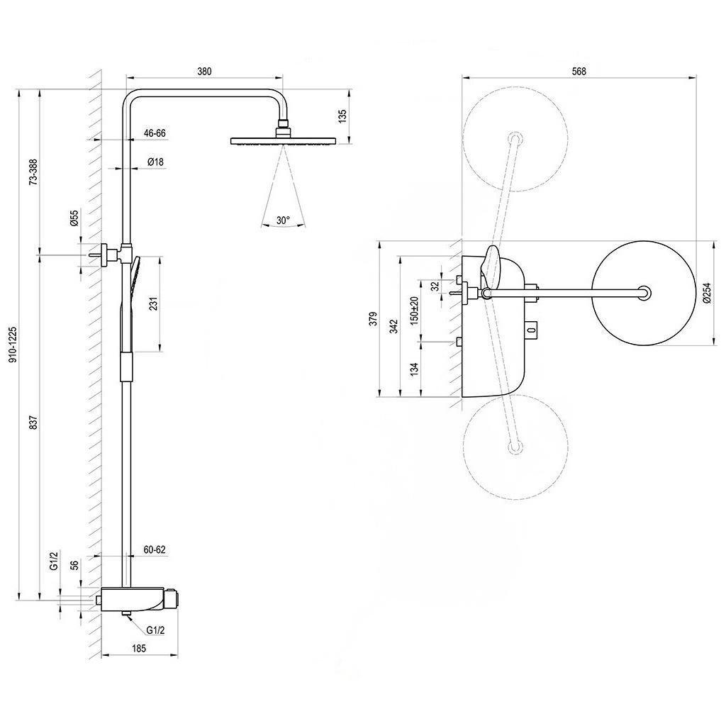 Душова система з термостатом Ravak Thermo X070161 Хром (125951) - фото 2