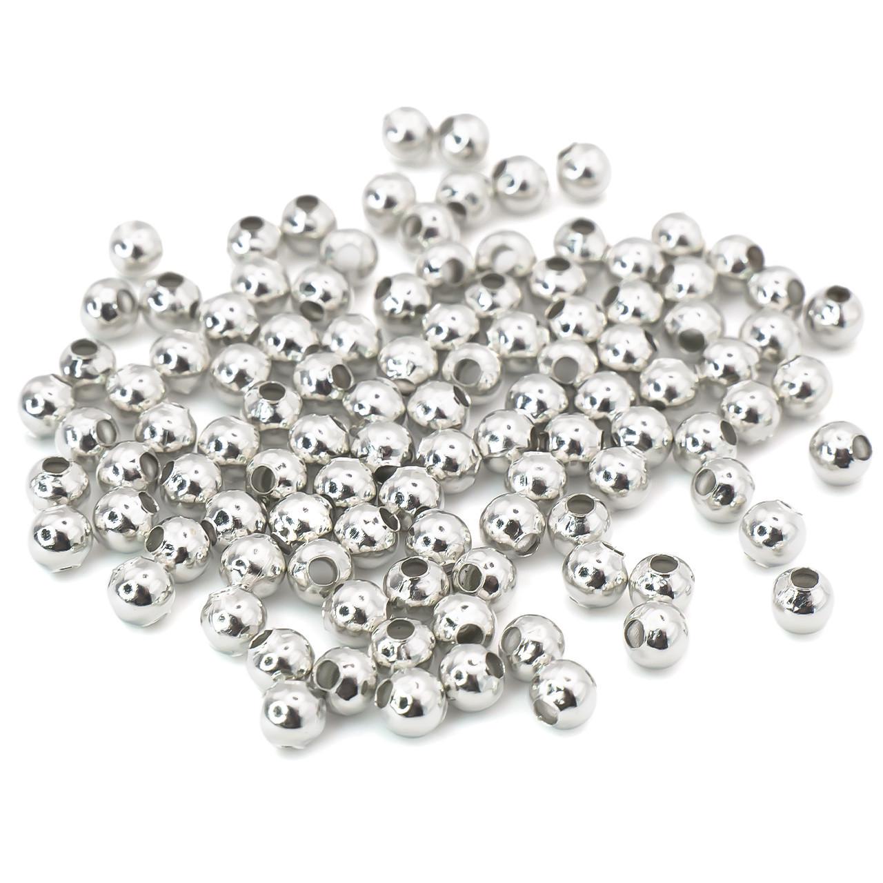 Намистини металеві круглі 2,4 мм Ø 1 мм в уп. 500 шт. Платина (БМ0002к01)