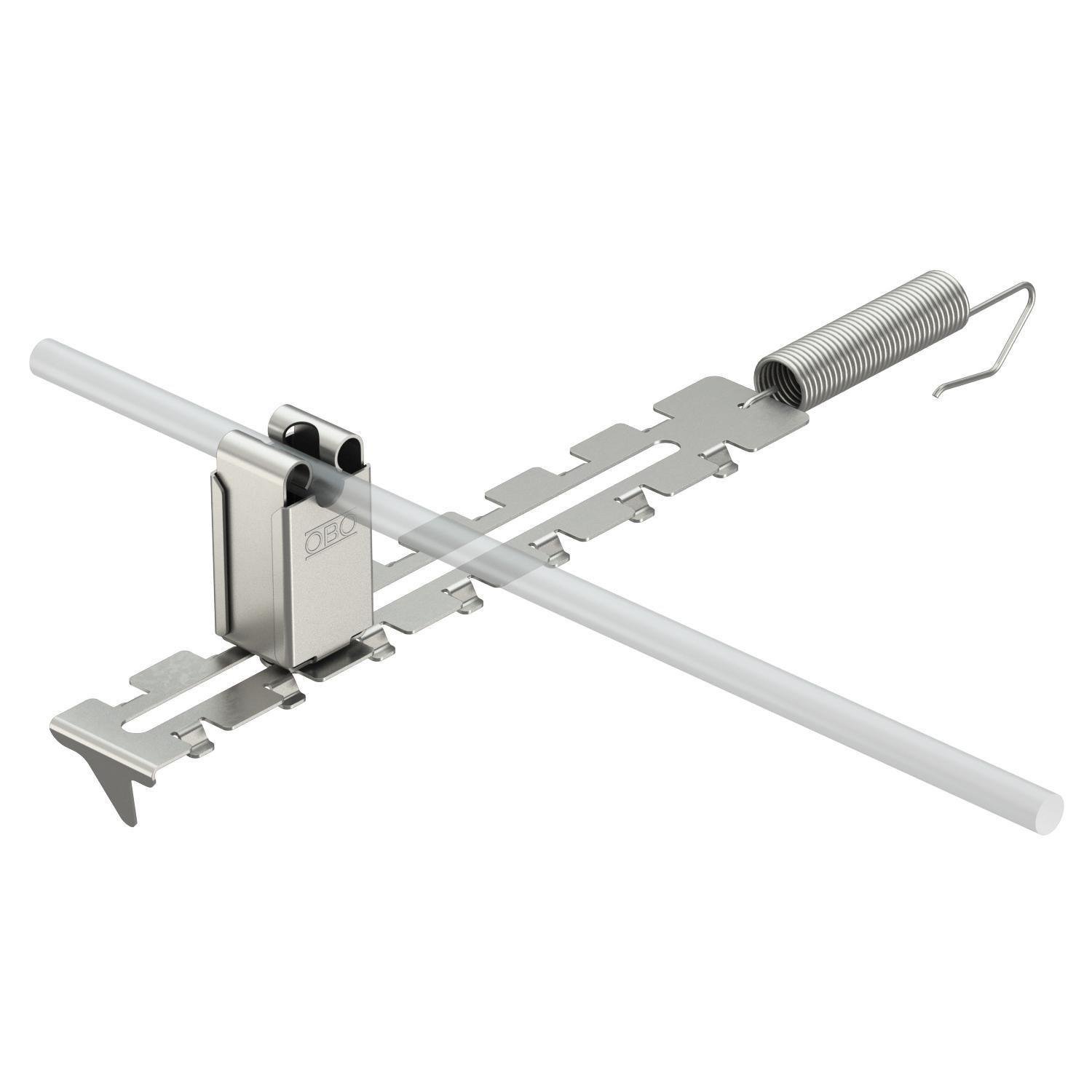 Держатель гребневый OBO bettermann прута ø 8 мм 190x28x36,3 мм нержавеющая сталь с натяжной пружиной (5203018)