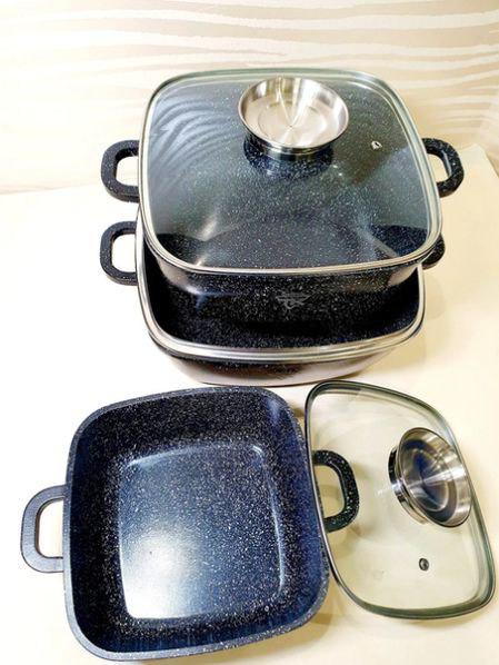 Набір каструль Higher Kitchen HK-302 з гранітним покриттям антипригарним Чорний - фото 4 Набір каструль Higher Kitchen HK-302 з гранітним покриттям антипригарним Чорний - фото 4