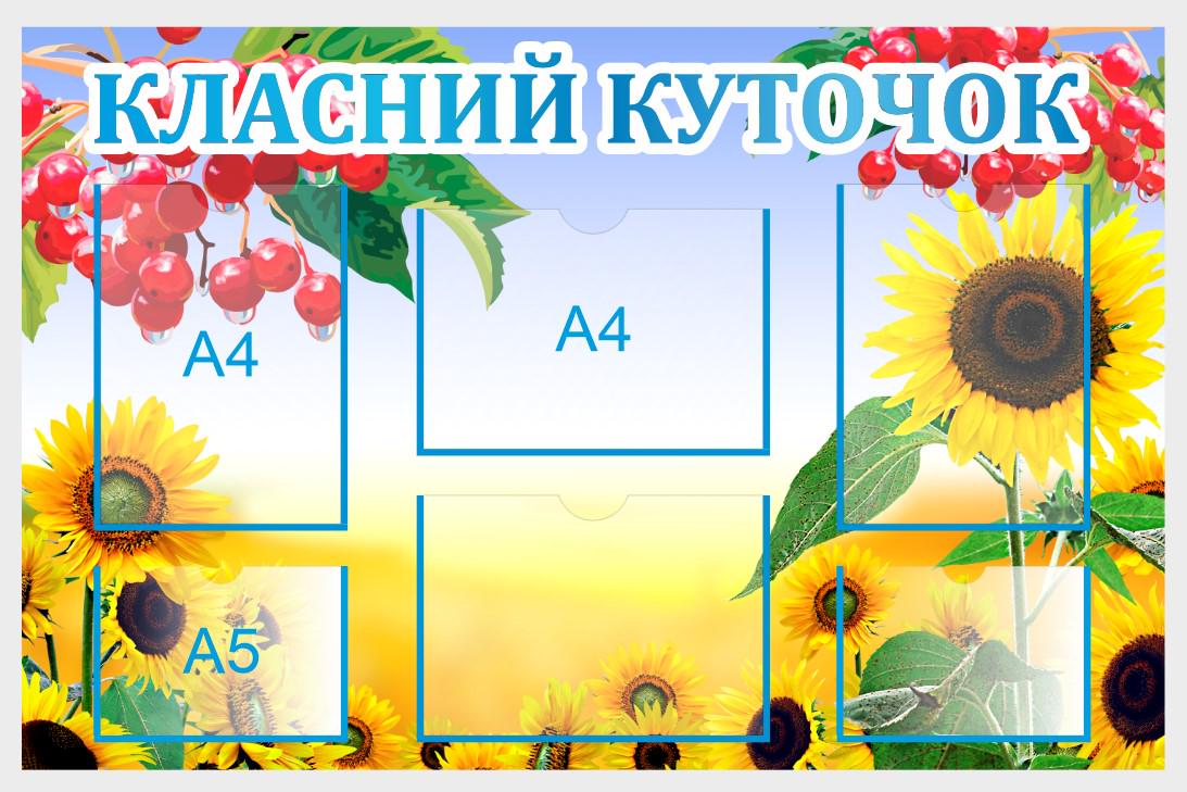 Стенд для школи "Класний куточок" з ПВХ 1000х650 мм (КК0010)
