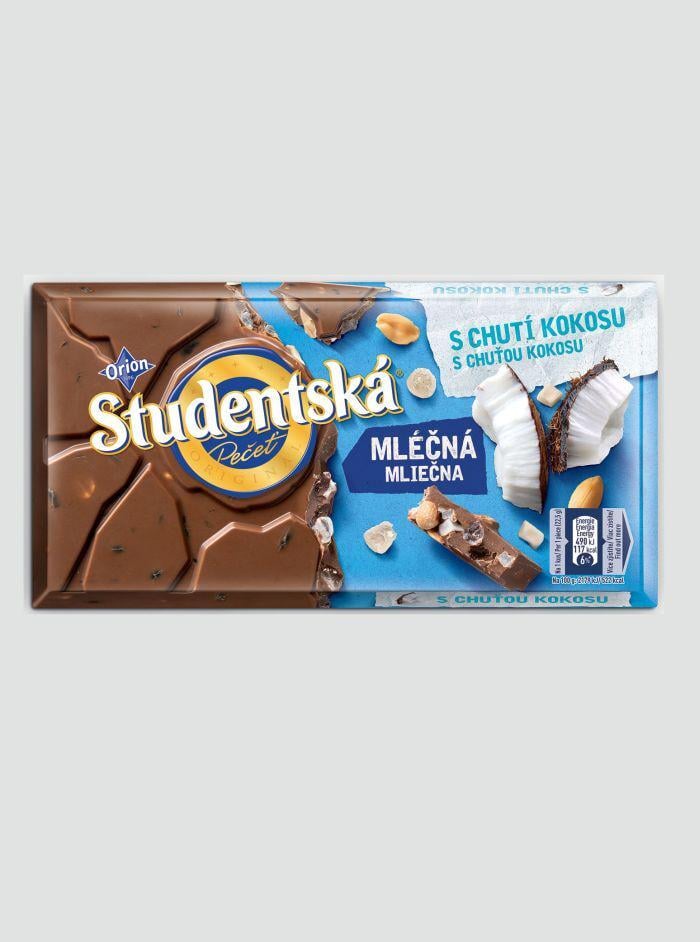 Молочный шоколад с желе Orion Studentska Nestle с арахисом и кокосом 170 г