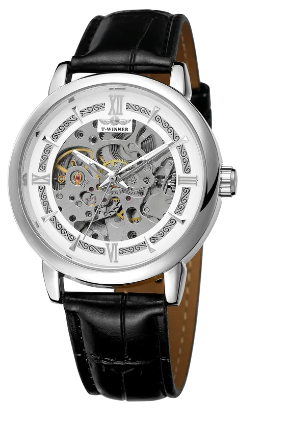 Наручний годинник Forsining 8173 Silver/White Leather