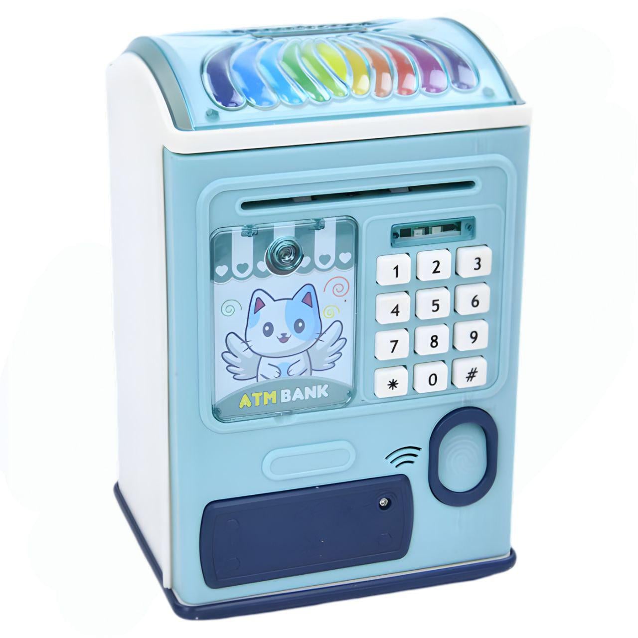 Копилка-сейф детская интерактивная MK 5060 затягивает купюры на батарейках Голубой (26946040)