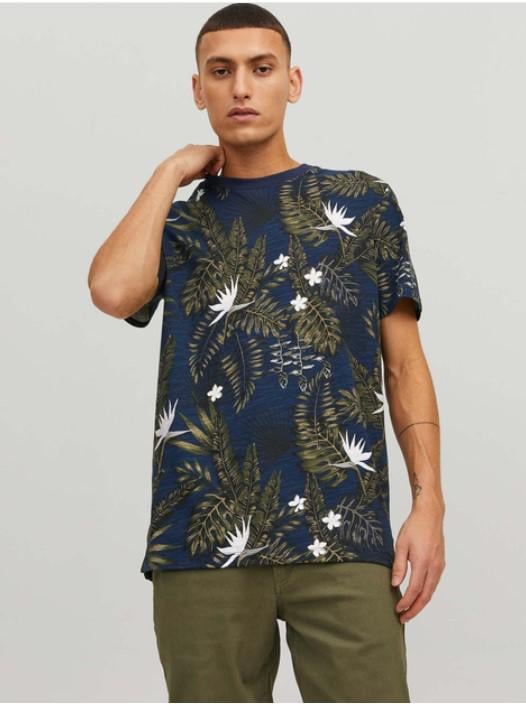 Футболка Jack & Jones 12203764x53 мужская XS Темно-синий/Зеленый (191647)