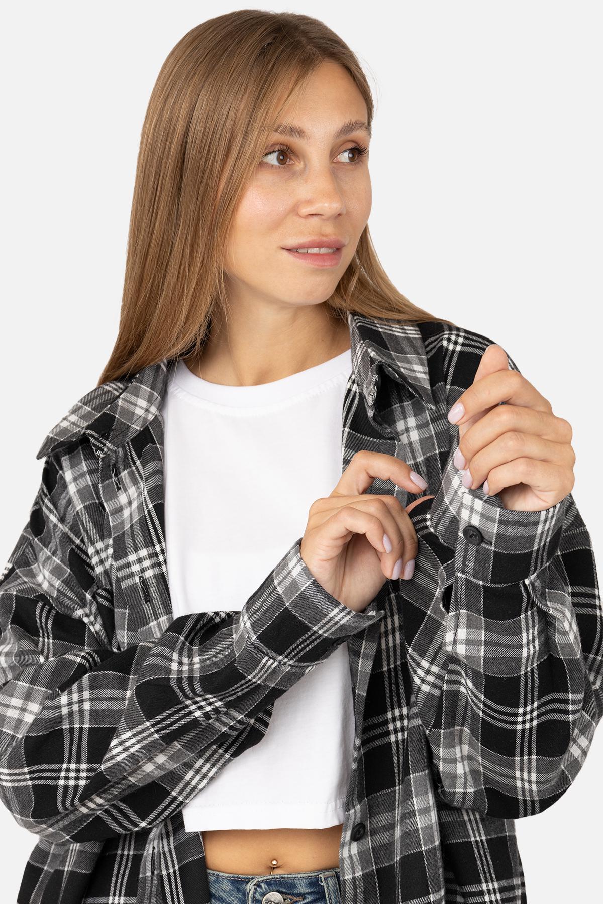 Рубашка женская ЦБ-00259283 с длинным рукавом р. 46 Черный (SKT001019083) - фото 3 Рубашка женская ЦБ-00259283 с длинным рукавом р. 46 Черный (SKT001019083) - фото 3