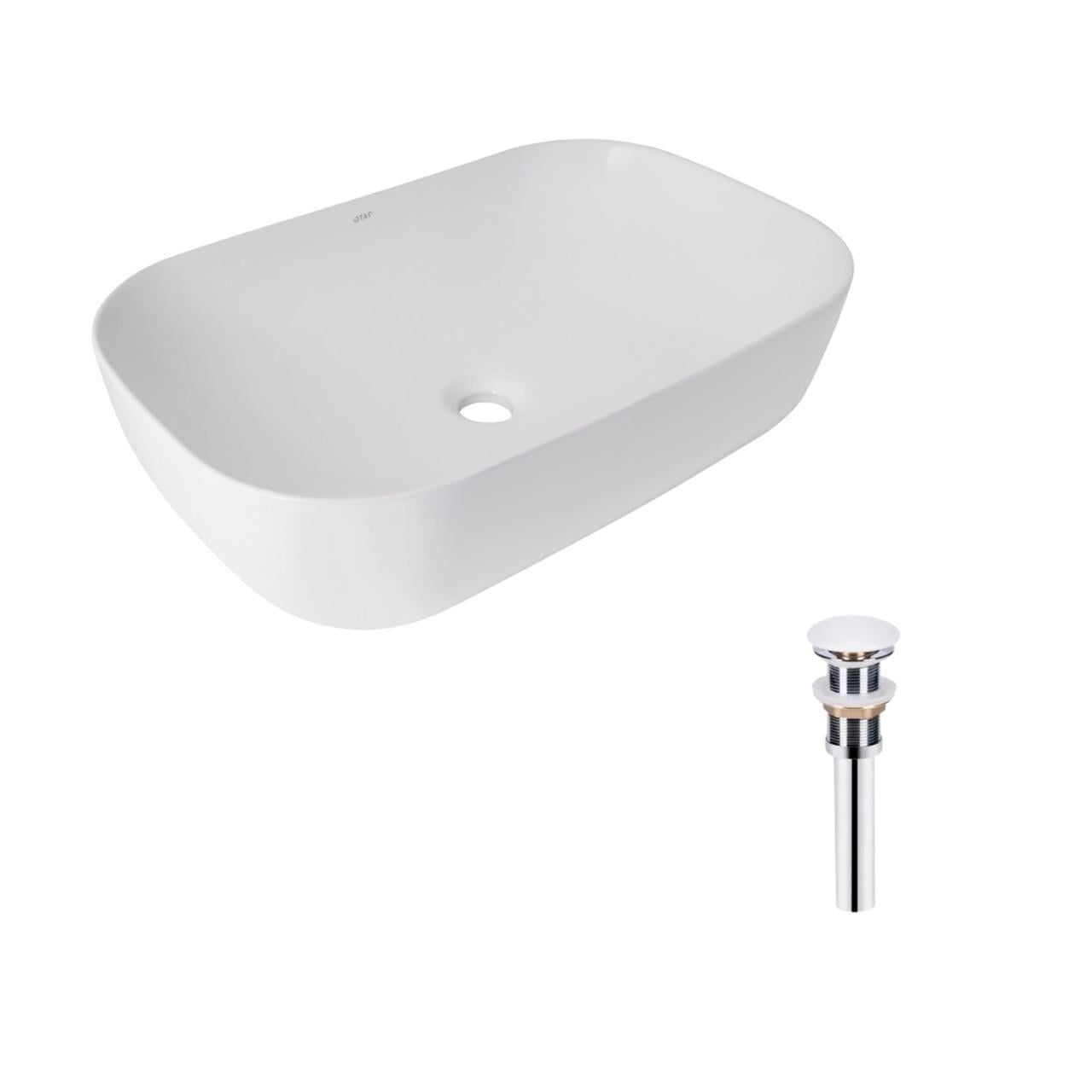 Комплект Qtap Robin накладная прямоугольная раковина 600x390x150 мм White и донный клапан PU02 (2611678624)