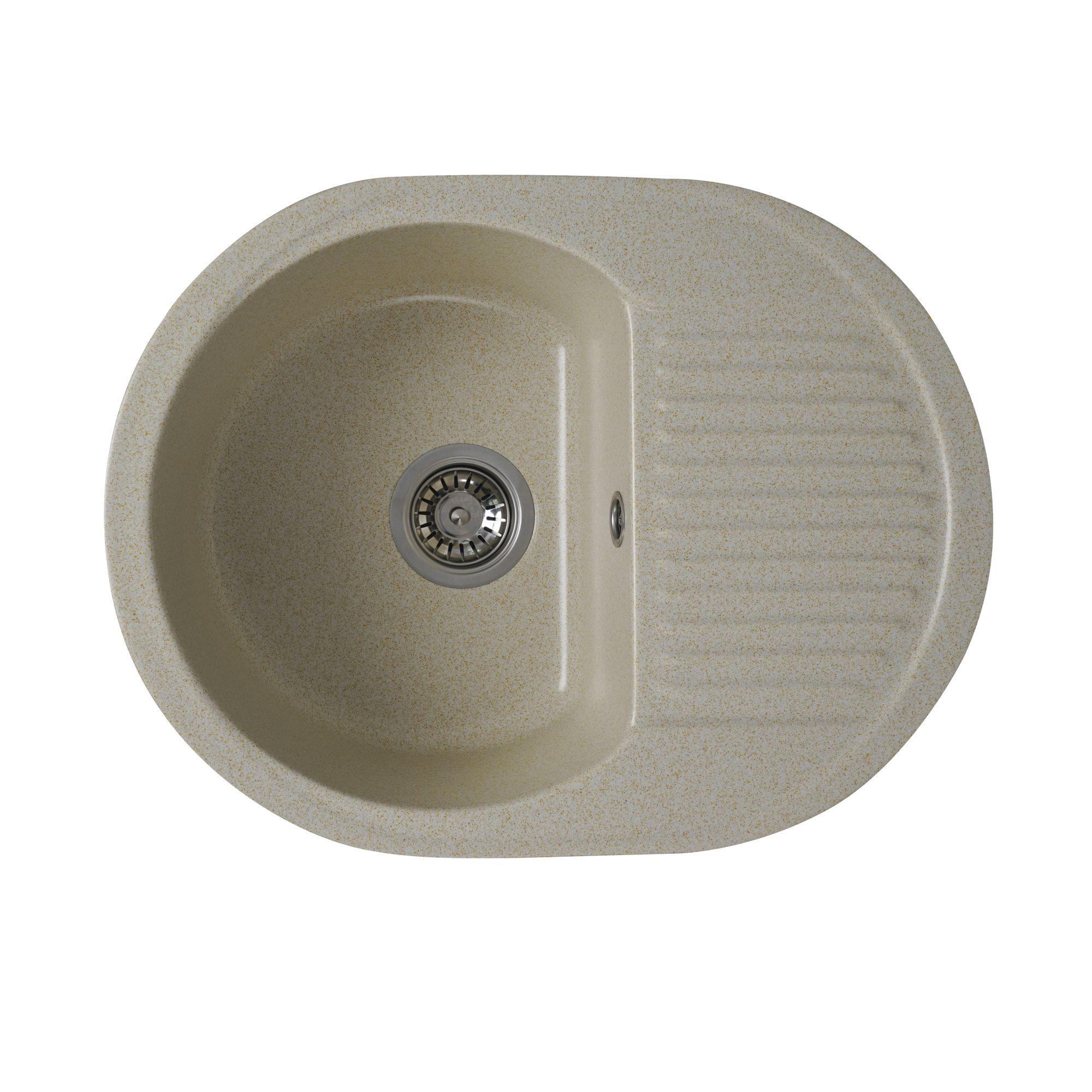 Мийка для кухні гранітна Platinum 6247 BORA глянцева Пісочний