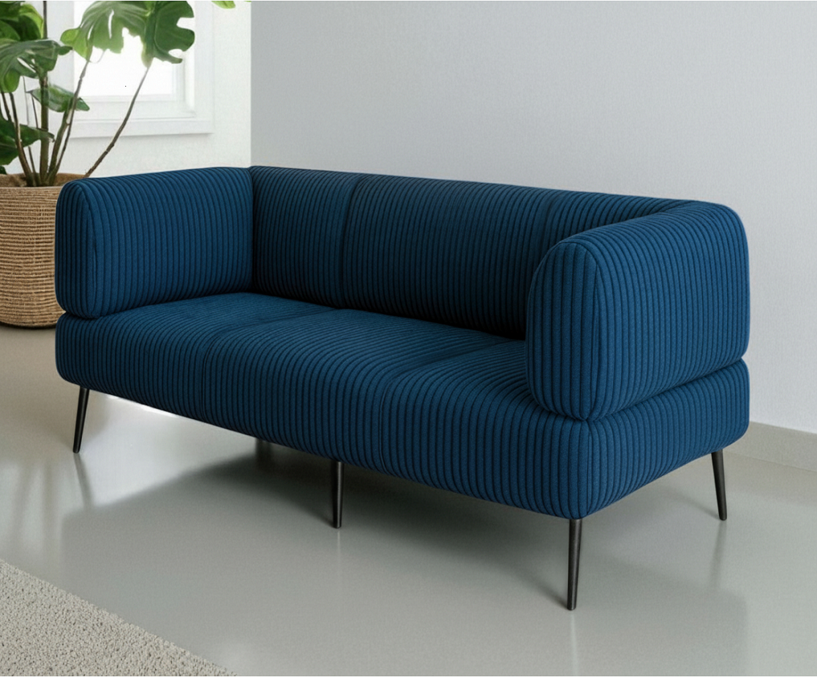 Диван офисный ТОБІ ШО Бенно-1 с подлокотниками 1800х720х750 мм велюр/вельвет Lotus 88/DK Blue (fr561s7)