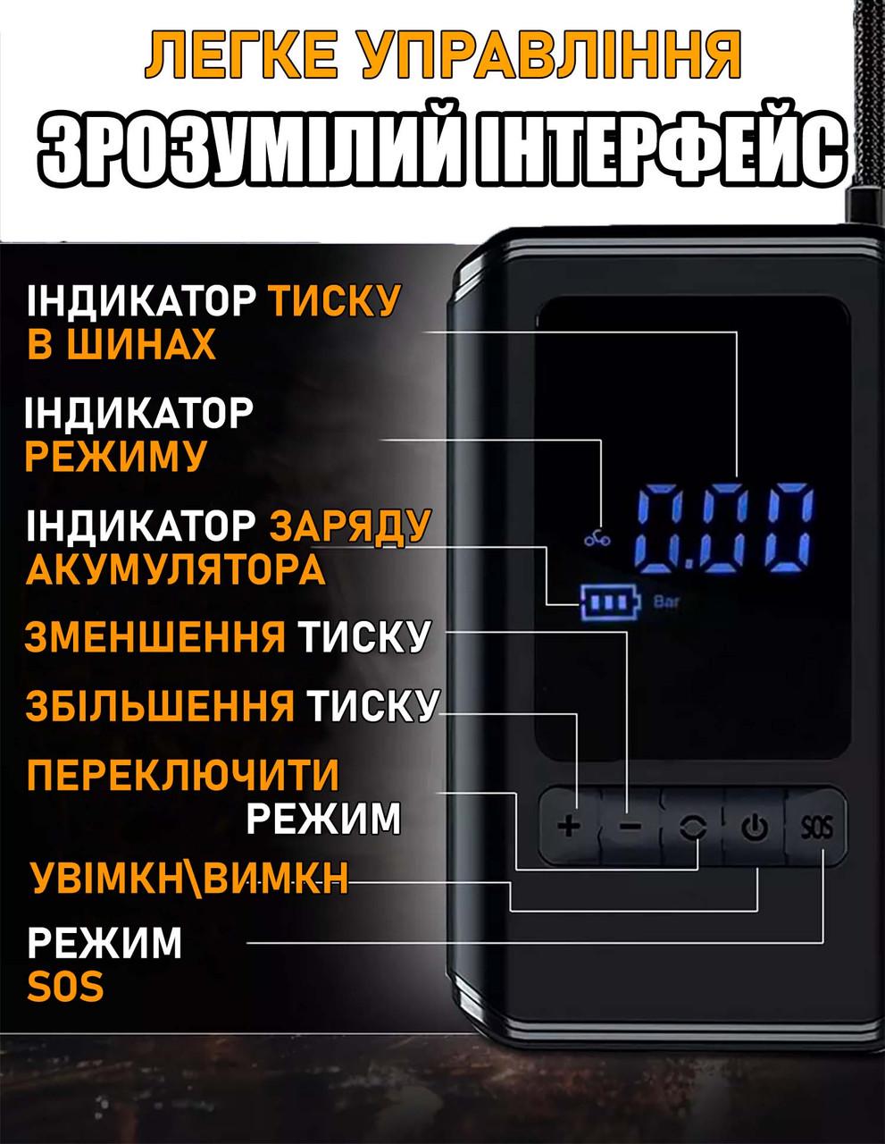 Насос автомобильный беспроводной с фонариком с чехлом 25 л/м 4000 mAh - фото 7 Насос автомобильный беспроводной с фонариком с чехлом 25 л/м 4000 mAh - фото 7