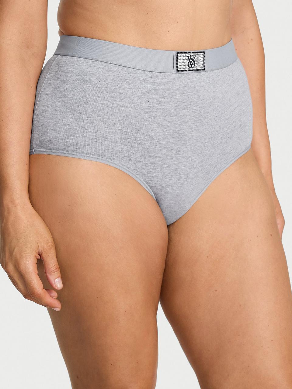 Трусики женские Victoria's Secret Logo Cotton Shine Patch Modern Brief S Серый (42112955166959)