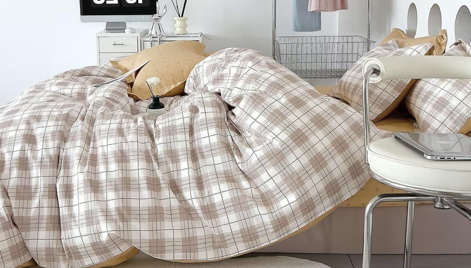 Комплект постільної білизни Клітинки та смужки бязь двоспальний 200х220 см (G-5107/WP/2.0)