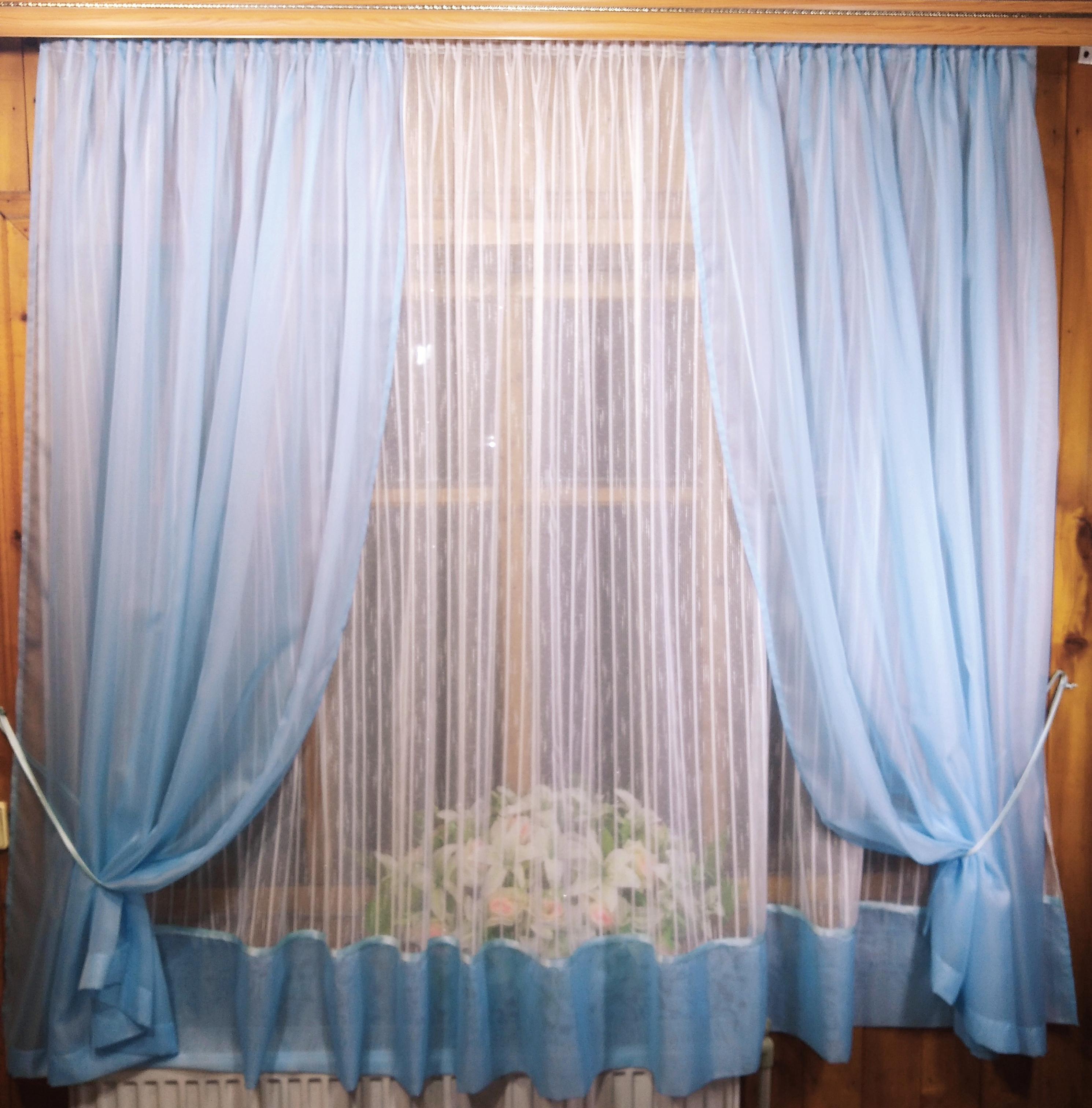 Занавеска короткая готовая Элизабет лен вертикальная полоса Голубой - фото 3 Занавеска короткая готовая Элизабет лен вертикальная полоса Голубой - фото 3