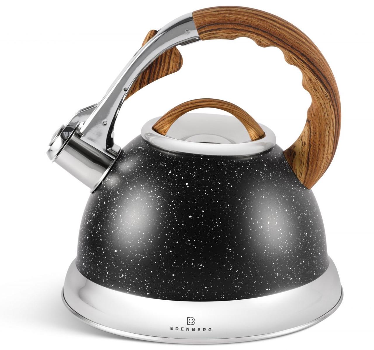 Чайник зі свистком Edenberg мармурове покриття для індукційної плити 3 л Чорний (EB-8852) - фото 2