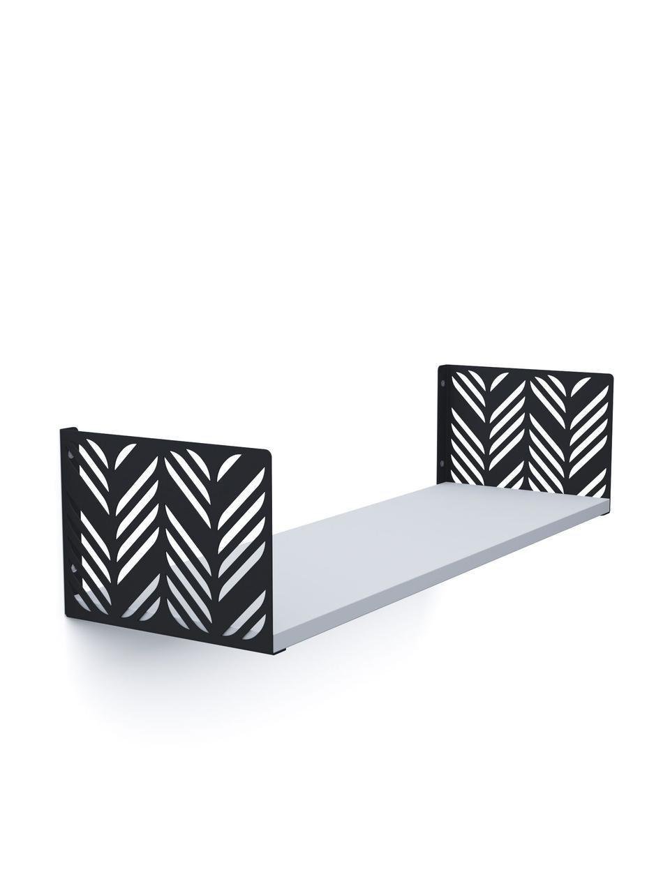 Полиця навісна Меткас Листя 170х700х220 мм 25 кг/полку ЛДСП Антрацит/Білий сніг (3DPanda-LPN017330702211AW)