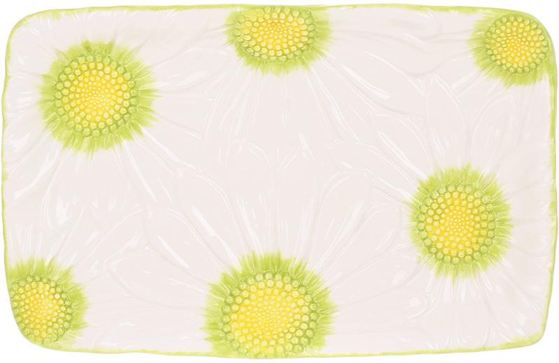 Блюдо керамічне прямокутне Ромашка 32х20 см (32328992)