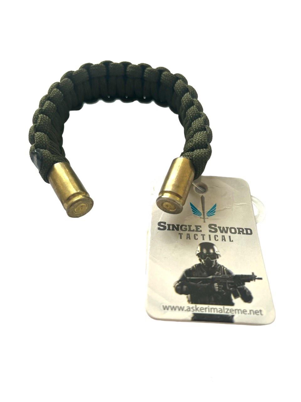 Браслет виживання Single Sword з паракорду з гільзами Олива (1736531179)