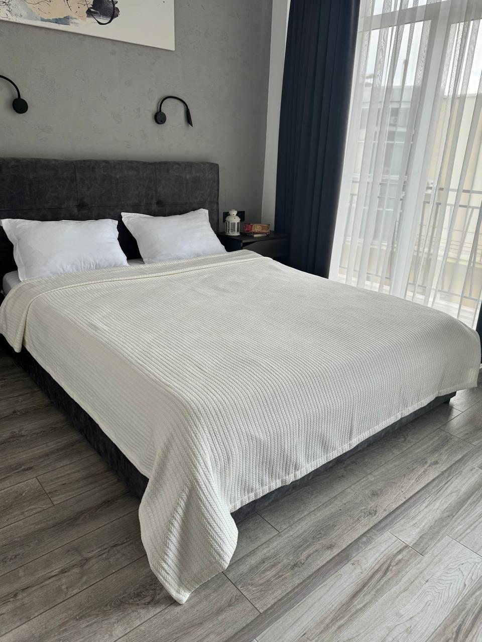 Плед-покривало Косичка котон 260х230 см Молочний (20833-2) - фото 3 Плед-покривало Косичка котон 260х230 см Молочний (20833-2) - фото 3