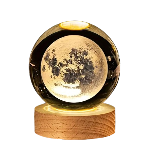 Нічник дитячий 3D Місяць у вигляді кришталевої кулі  (5301)