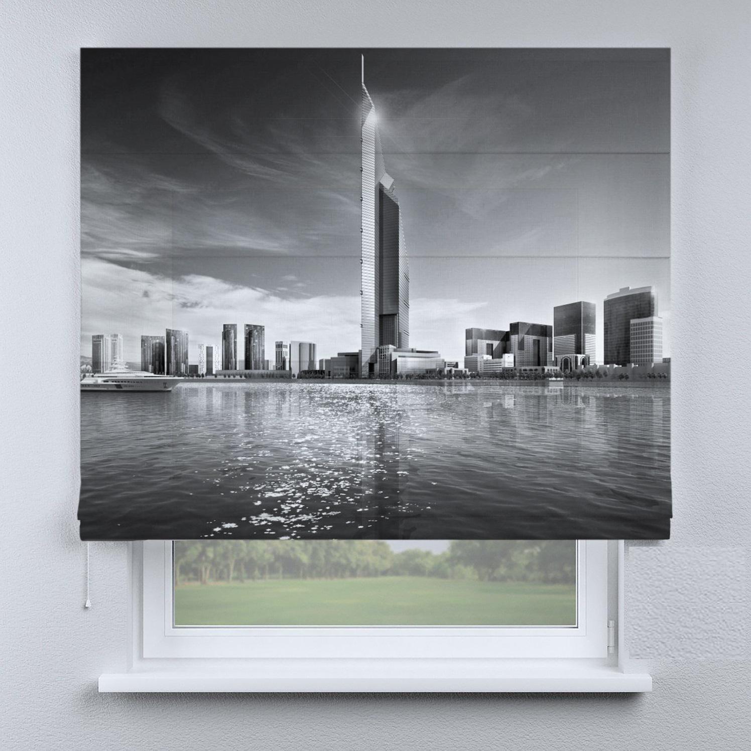 Римская штора Веревочный карниз Wenster ДВ 15-15-9 Город Black&White 200х170 см Черный (616984)