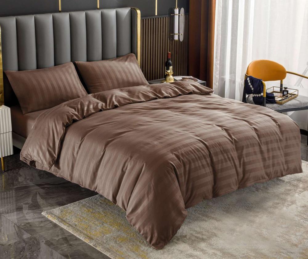 Комплект постельного белья Cotton home Colorful Home двуспальный сатин страйп ХТ-7-18-24 Бежевый (DR010440)