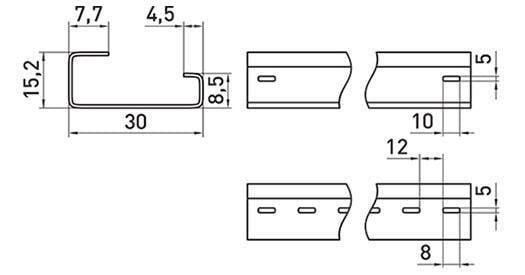 Рейка DIN E.NEXT e.din.stand.rail.301 перфорированная G-подобная 35x15x1,5 мм х 1 м (s023004) - фото 2