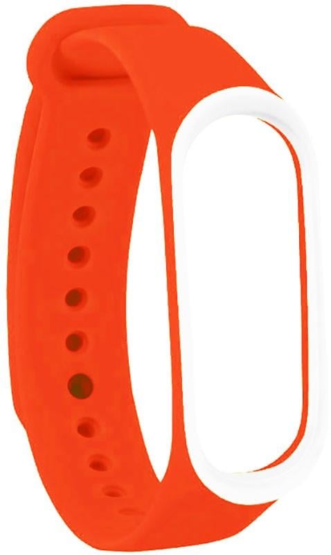 Ремінець UWatch Double Color Replacement Silicone Band Line For Xiaomi Mi Band Line 3/4 Orange/White - фото 1