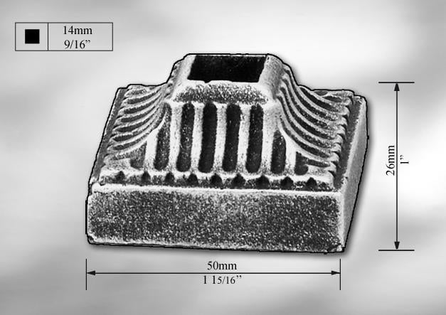 Ковпак-накладка декоративна чавунна оцинкована для маскування місця кріплення до монтажної поверхні 14x14 мм (FOC52Z) - фото 2 Ковпак-накладка декоративна чавунна оцинкована для маскування місця кріплення до монтажної поверхні 14x14 мм (FOC52Z) - фото 2