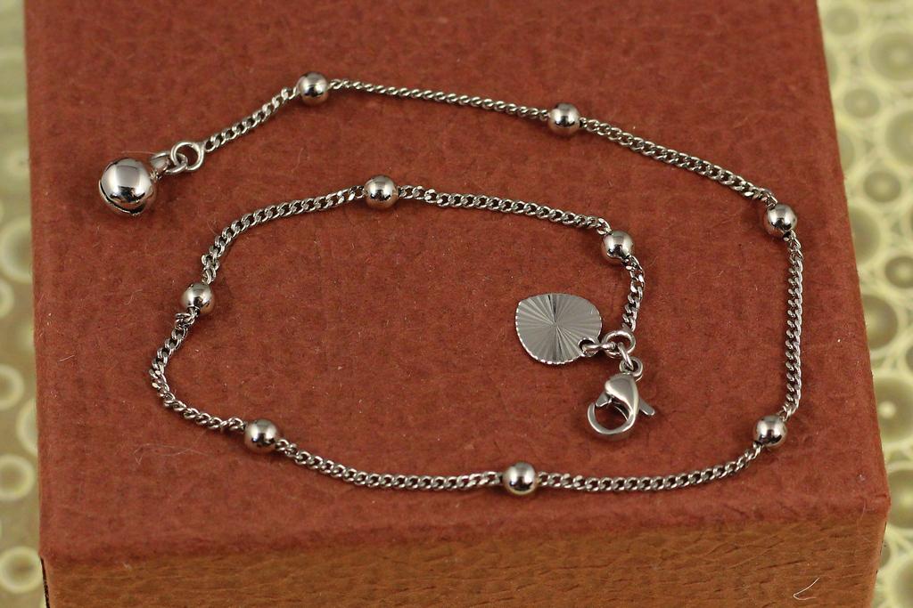 Браслет Xuping Jewelry на ногу панцирный с шариками 26 см 3 мм Серебристый (26614451)