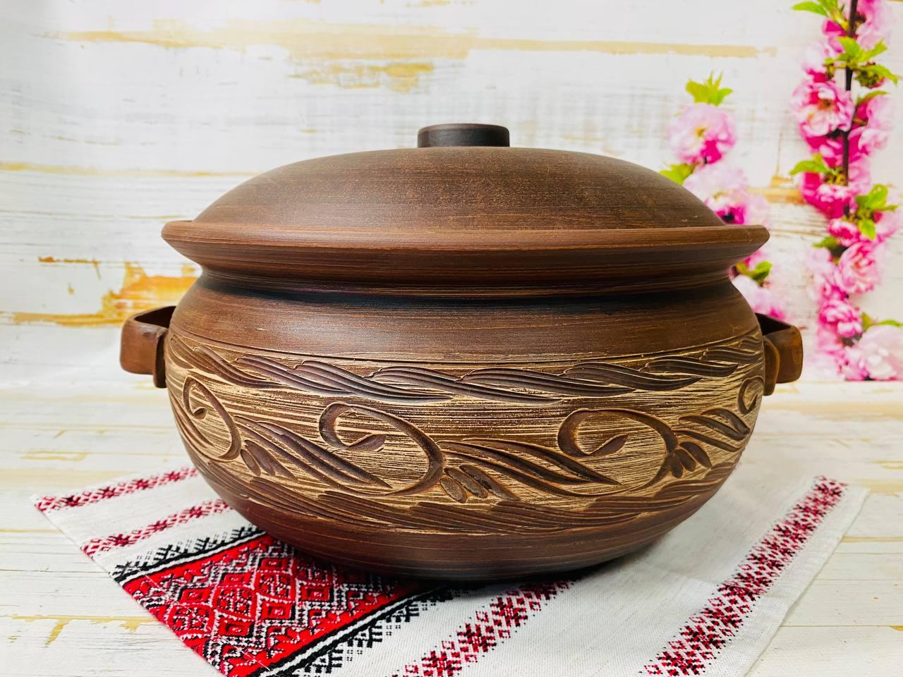 Жаровня глиняна Ангоб з ручками для шашлику 5 л (1326191701)