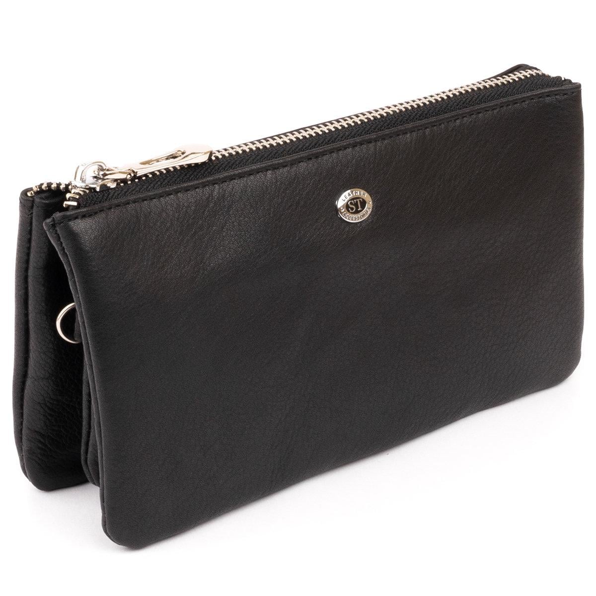 Клатч ST Leather 19246 на два отделения Черный (168-136-19246)