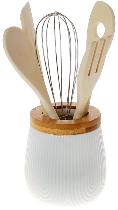 Набор кухонных аксессуаров Nouvelle Home Viola 5 пр. в фарфоровой подставке (BD-289-407)