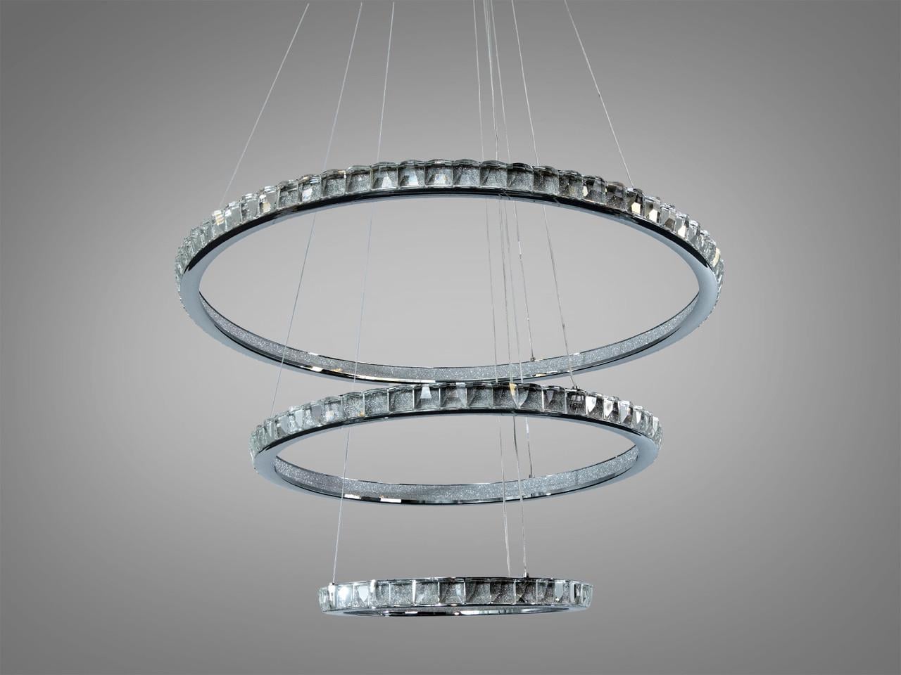 Люстра подвесная для гостиной LED Diasha 66081/800+600+400CH 3 кольца 185W с пультом Хром (3056264348) Люстра подвесная для гостиной LED Diasha 66081/800+600+400CH 3 кольца 185W с пультом Хром (3056264348)